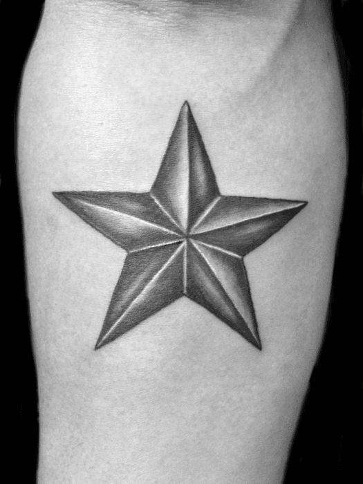 Mens Black And Grey Cool Inner Forearm Simple Star Tattoos