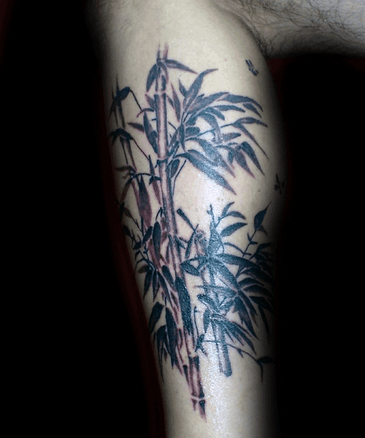 Mens Black Ink Bamboo Tattoo Design Ideas