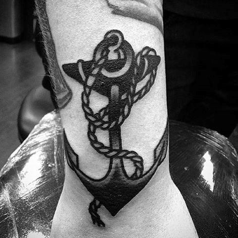Mens Black Ink Old School Retro Traditional Anchor Tattoos