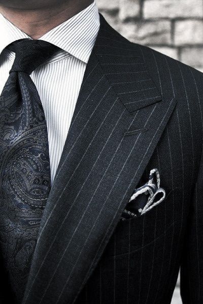 Mens Black Suit Style Looks Paisley Tie