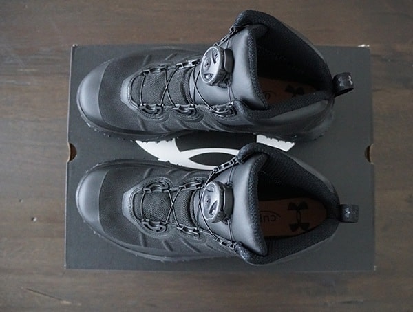 Mens Black Under Armour Fat Tire Gore Tex Hiking Boots Top View