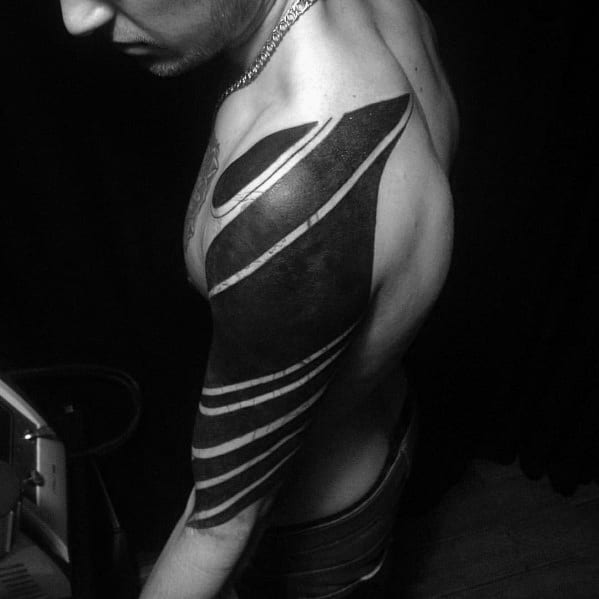 Mens Blackout Half Sleeve Arm Tattoo