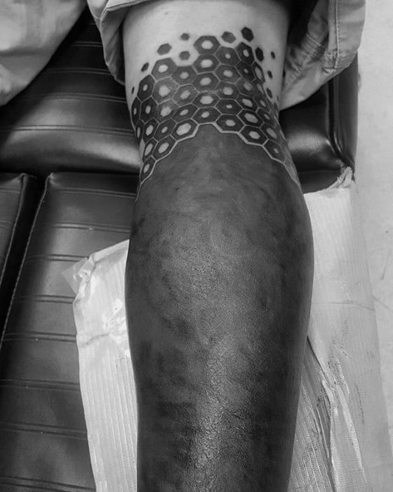Mens Blackout Leg Sleeve Tattoo Design Inspiration