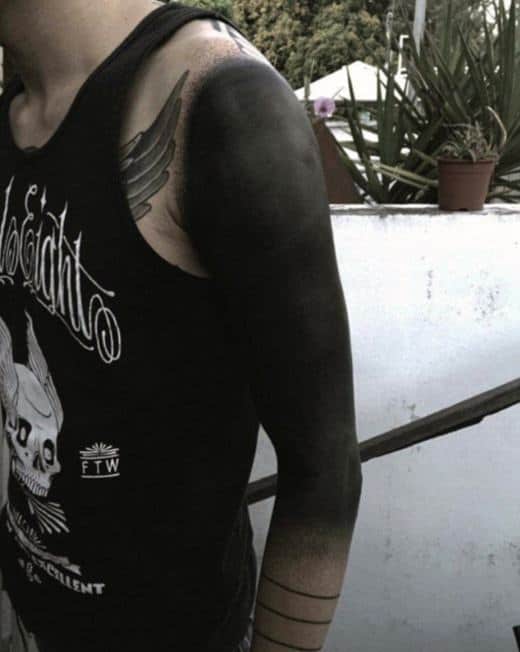 Mens Blackwork All Black Full Arm Solid Ink Tattoos