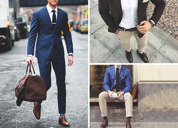 Mens Blue Suit Brown Shoes
