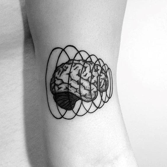 Mens Brain Waves Lower Leg Small Unique Tattoos
