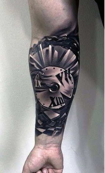 Men's Broken Clock Tattoos