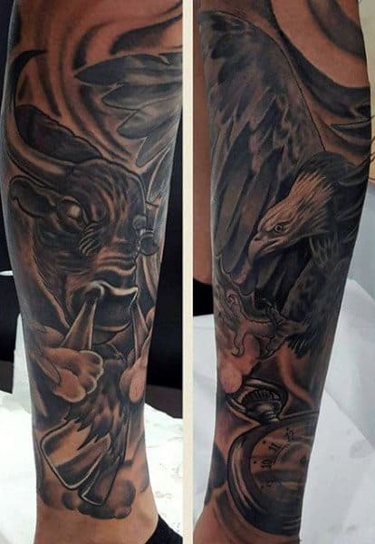 Men's Bull Leg Tattoo