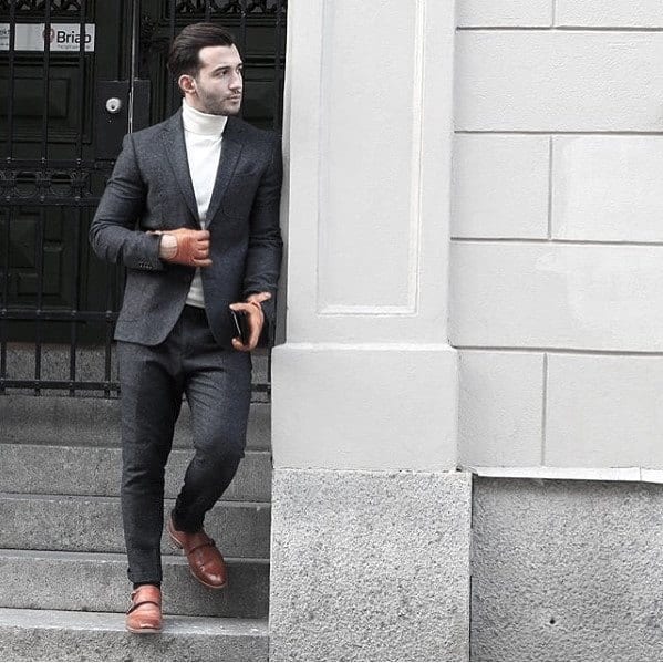Mens Business Casual Charcoal Grey Suit Brown Shoes Style Ideas