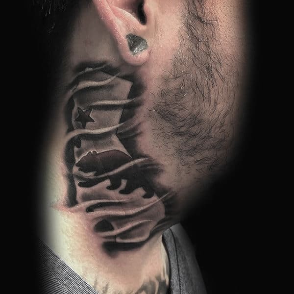 Mens California Neck Tattoos