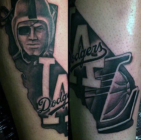 Mens California State Oakland Raiders Leg Tattoos