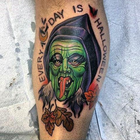 Mens Calves Everyday Is Halloween Tattoo