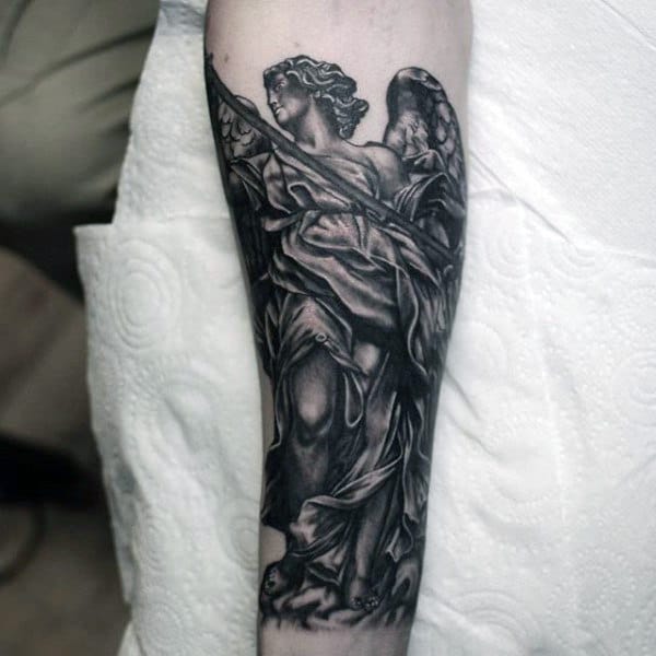 Mens Calves Mavellous Guardian Angel Tattoo