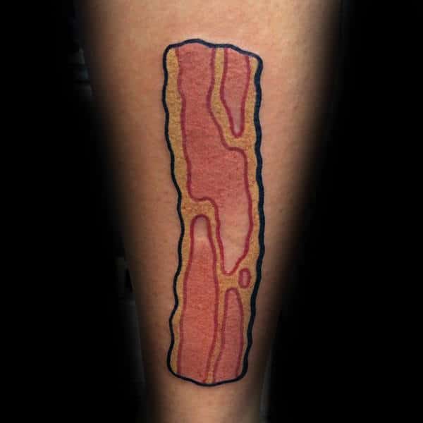Mens Calves Yummy Bacon Tattoo