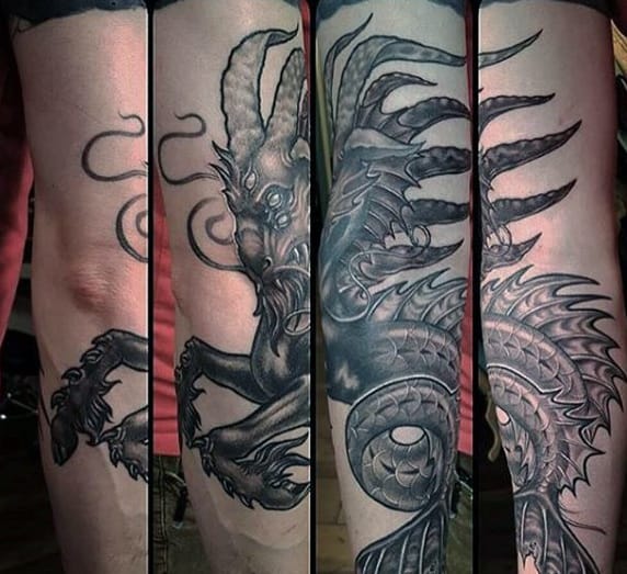 Mens Capricorn Outer Forearm Tattoos