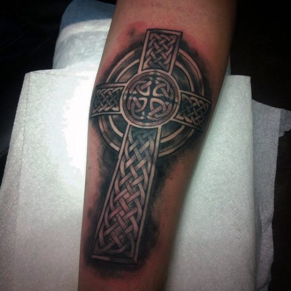Mens Celtic Cross Tattoo Design Forearm