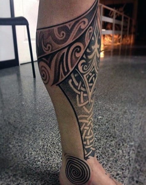 Mens Celtic Knot Shin Tattoo Ideas