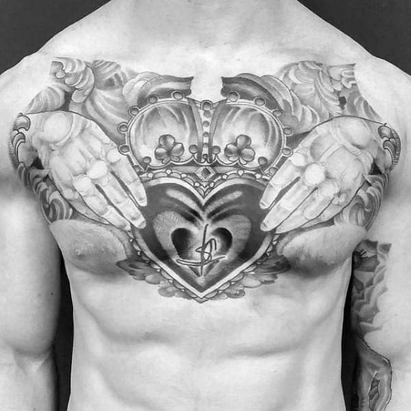 Mens Chest Claddagh Tattoos
