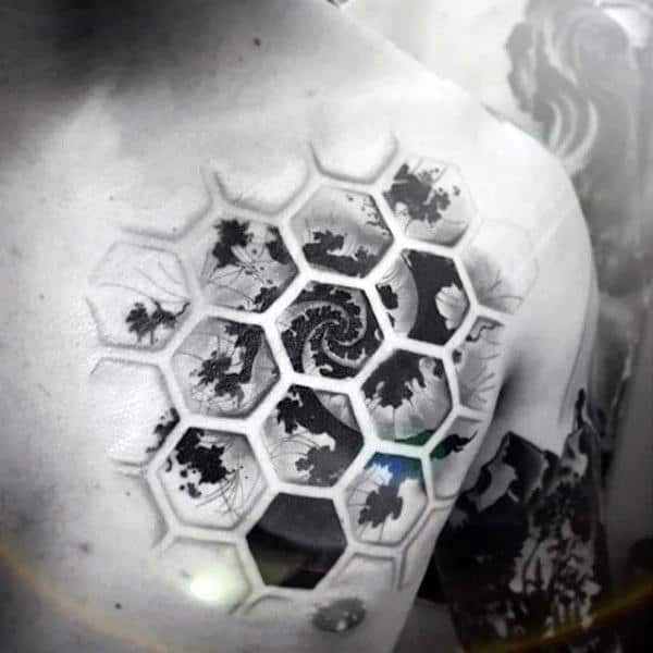 Mens Chest Cool Honeycomb Tattoo