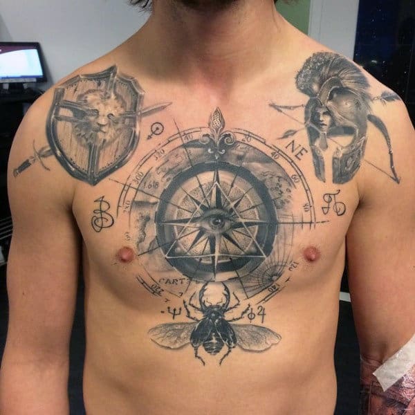 Mens Chest Directions Illuminati Tattoo