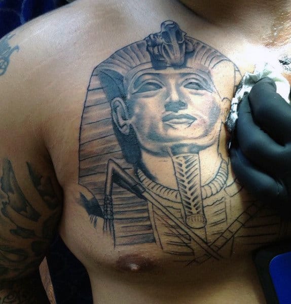 Men's Chest Egyptian Pharaoh Tattoo