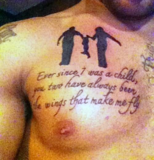 Mens Chest Father Son Tattoo Quotes