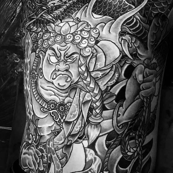 Mens Chest Fudo Myoo Tattoo Ideas
