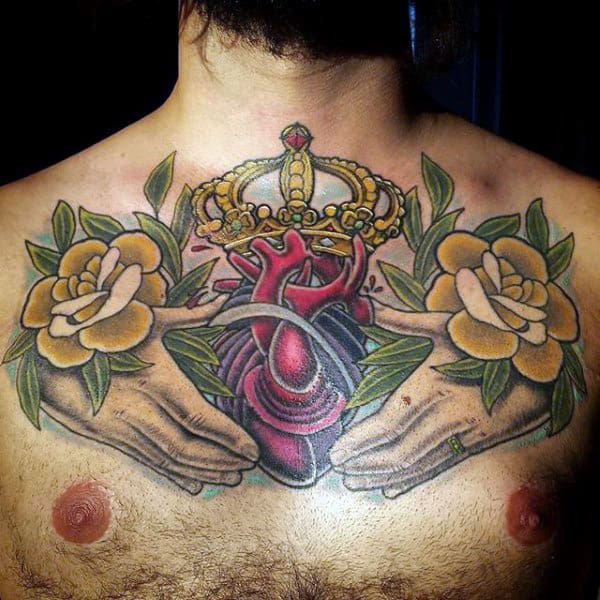 Mens Chest Irish Claddagh Tattoos