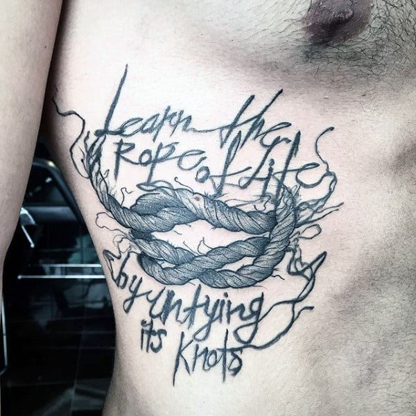Mens Chest Rope Quote Tattoo