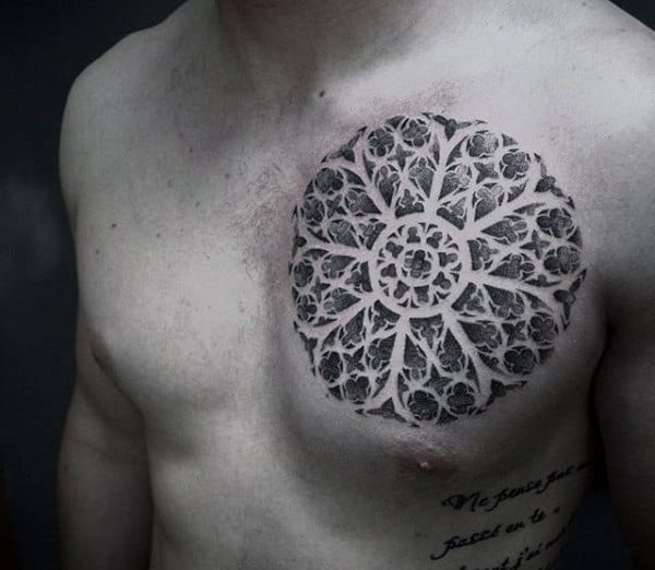 Mens Chest Stunning Dotwork Tattoo