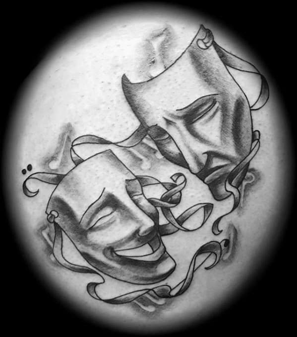 Mens Chest Tattoo With Drama Mask Design