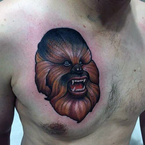 Mens Chewbacca From Star Wars Upper Chest Tattoo
