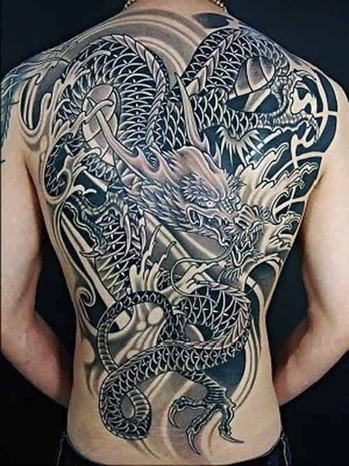 Mens Chinese Dragon Traditional Full Back Tattoo Design Inspiration