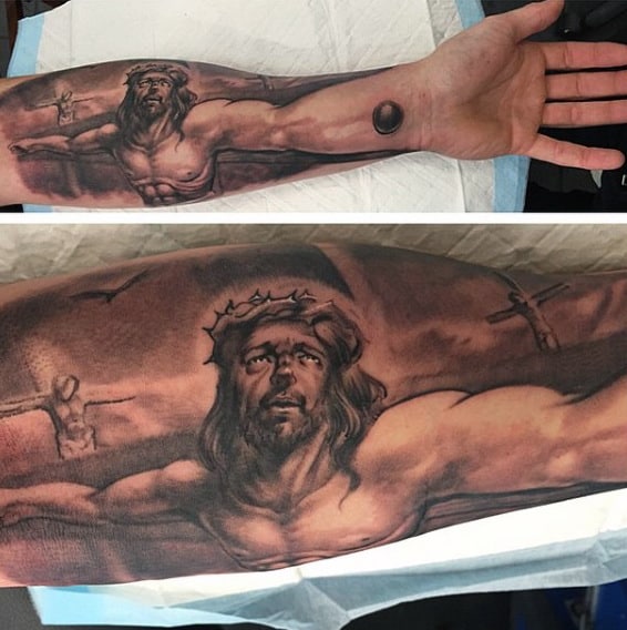 Mens Christian Warrior Tattoos Of Jesus On Cross