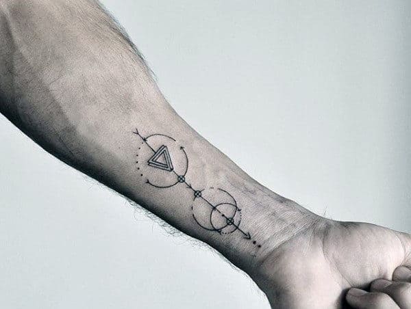 Mens Circle Wrist Tattoo Of Abstract Shapes