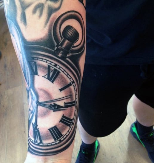 Men's Clock Rose Tattoo