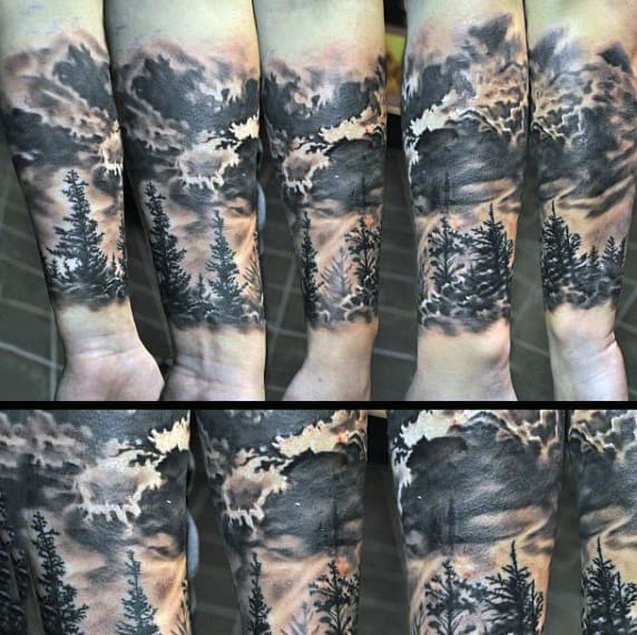 Mens Clouds Tattoo