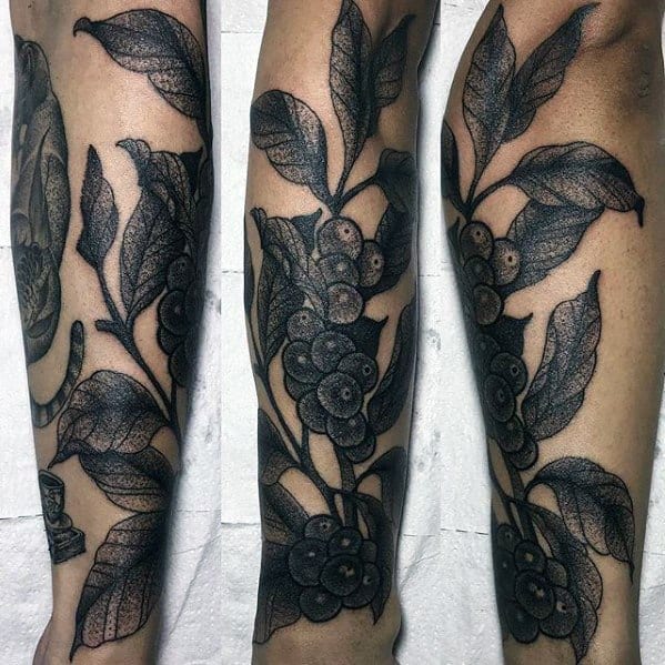 Mens Coffee Tattoo Design Inspiration On Legs