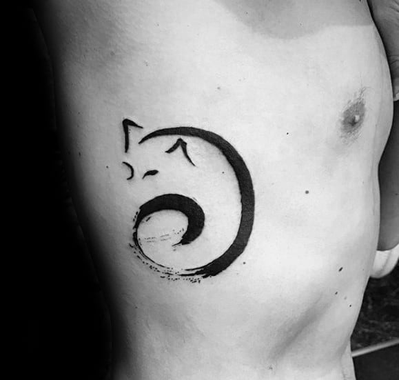 Mens Cool Animal Fox Rib Cage Side Tribal Tattoo Ideas