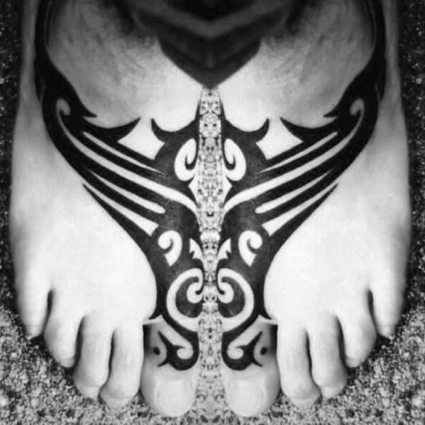 Mens Cool Awesome Tribal Tattoo Design Inspiration On Feet