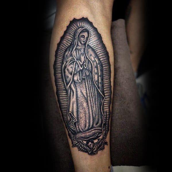 Mens Cool Back Of Leg Calf Guadalupe Tattoo Ideas