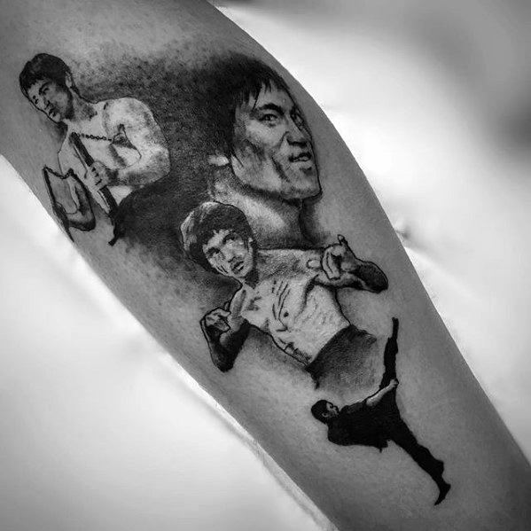 Mens Cool Bruce Lee Themed Inner Forearm Tattoo Ideas