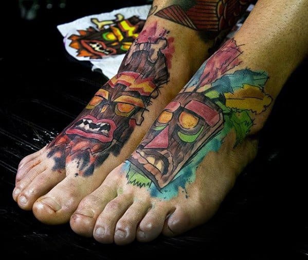 Mens Cool Crash Bandicoot Tattoo Ideas On Feet
