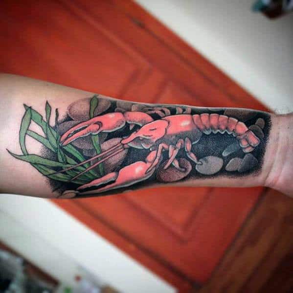 Mens Cool Crawfish Tattoo Ideas On Inner Forearm