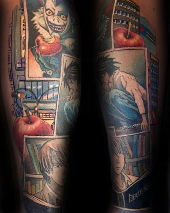 Mens Cool Death Note Tattoo Ideas Leg Sleeve