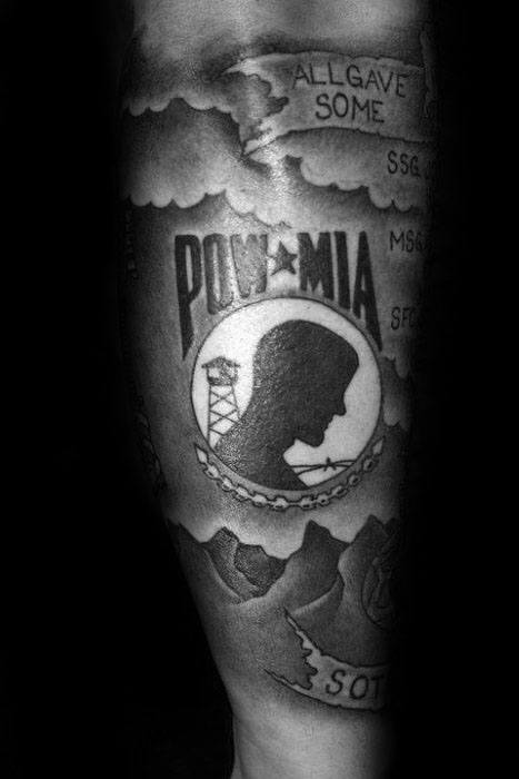 Mens Cool Forearm Sleeve Pow Mia Tattoo Ideas
