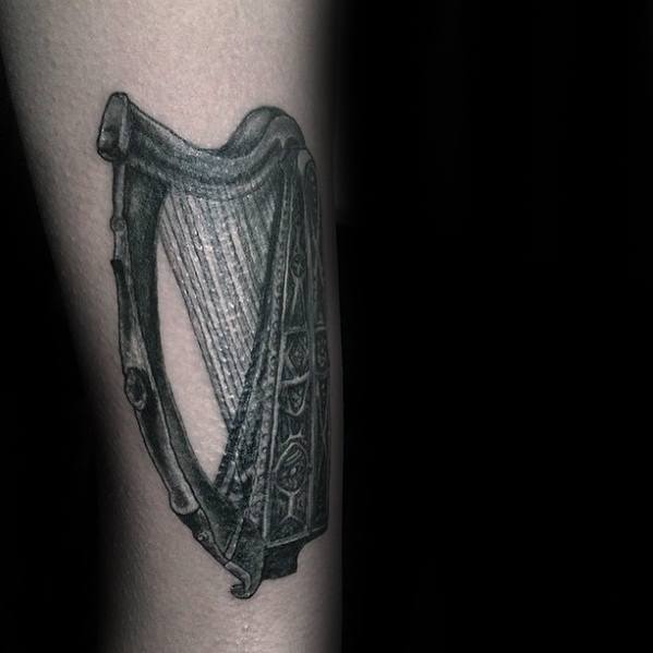 Mens Cool Harp Tattoo Design Inspiration Forearms
