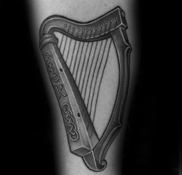 Mens Cool Harp Tattoo Ideas Bicep