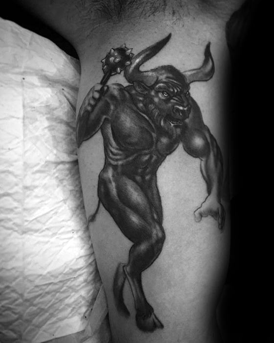 Mens Cool Inner Arm Bicep Minotaur Tattoo Ideas