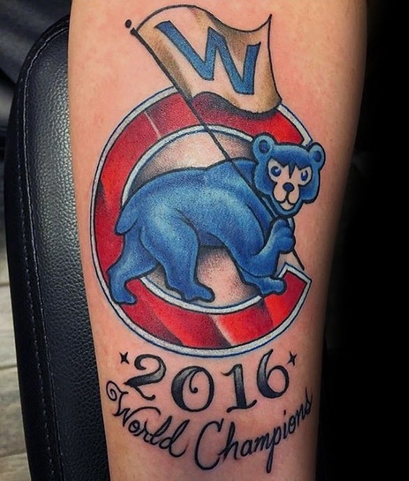 Mens Cool Inner Forearm Chicago Cubs Tattoo Design Inspiration